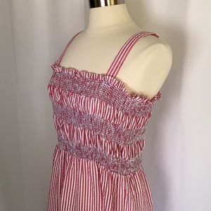 SUZANNE BETRO | Red & white smocked sundress NWOT